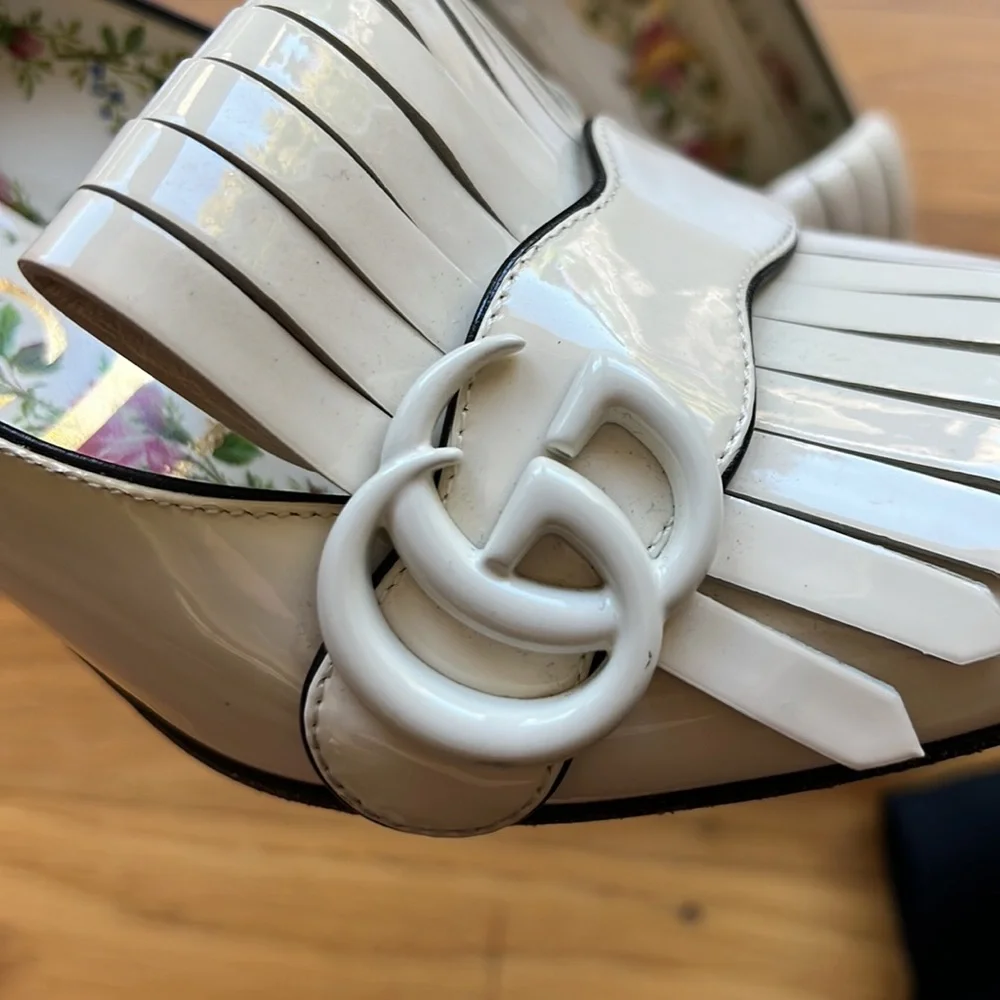 Gucci Marmont white patent leather heels - Picture 4 of 16